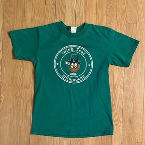 Milwaukee Irish Fest T-Shirt Green Leprechaun Short-Sleeved, Men’s Size Small